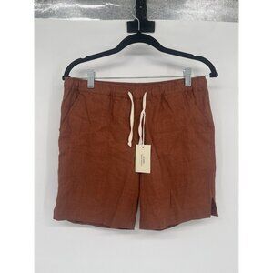 NWT ALEX CRANE Bo French Linen Shorts S Lightweight Drawstring Bone Burnt Orange